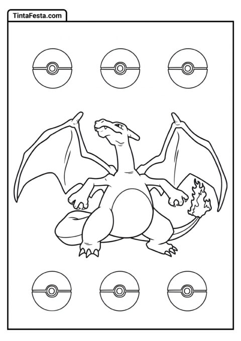 Charizard Simples Pokémon para Colorir