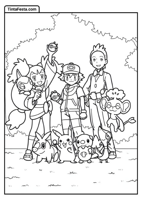 Página Completa de Pokémon para Colorir