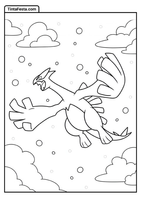 Lugia Pokémon Lendário para Colorir