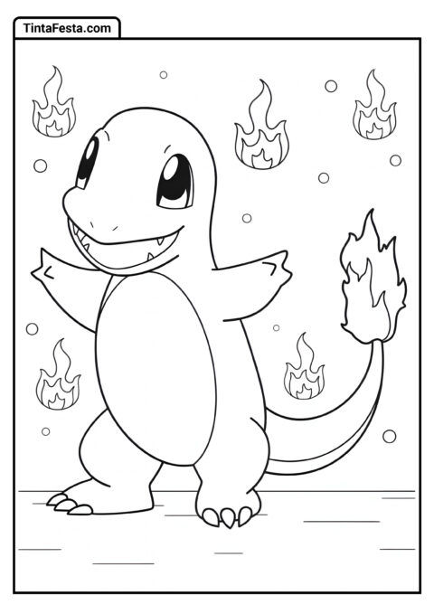 Charmander com Aparência Brincalhona para Colorir