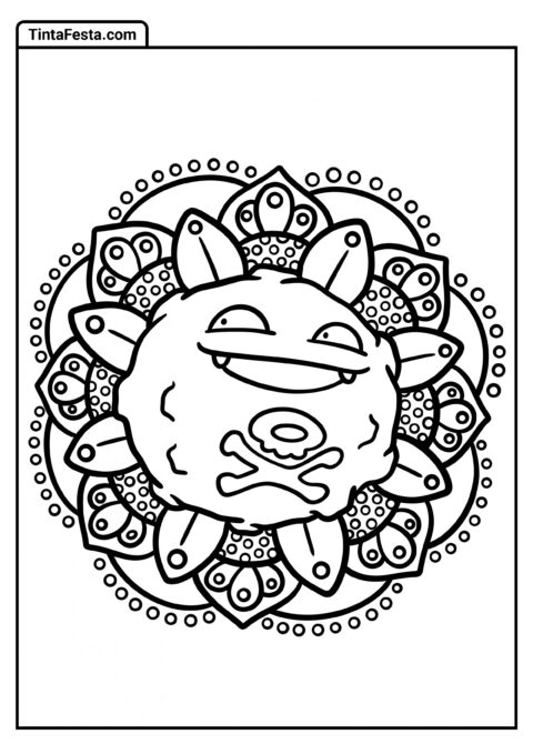 Mandala Fácil do Koffing para Colorir para Crianças