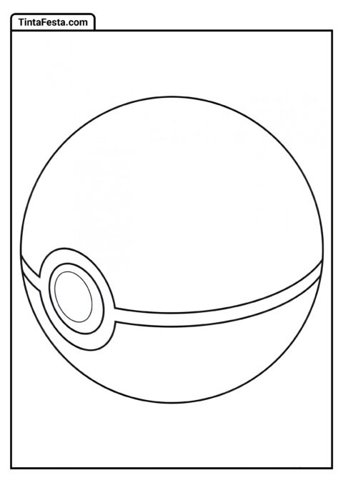 Pokébola Pokémon Simples para Colorir