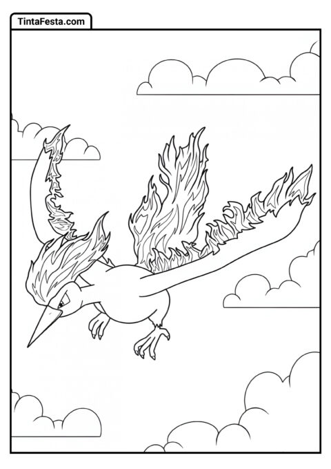 Moltres Pokémon para Colorir