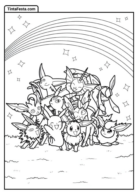 Diversas Espécies de Pokémon para Colorir