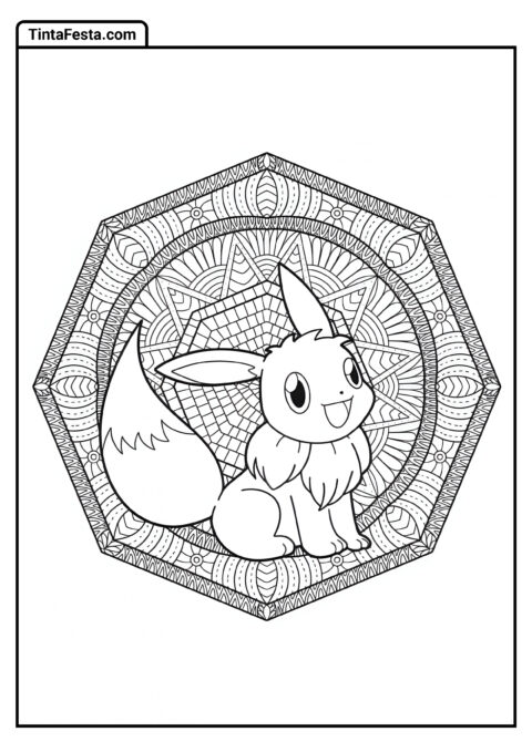 Eevee Dentro de Mandala Octogonal