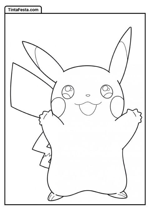 Contorno Simples do Pikachu para Crianças Colorirem