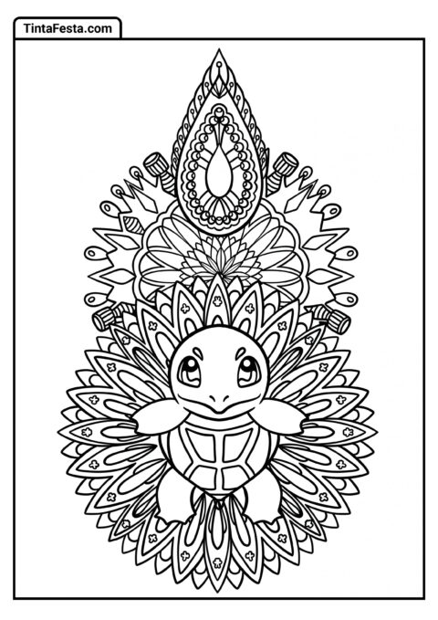 Mandala do Squirtle para Colorir para Crianças