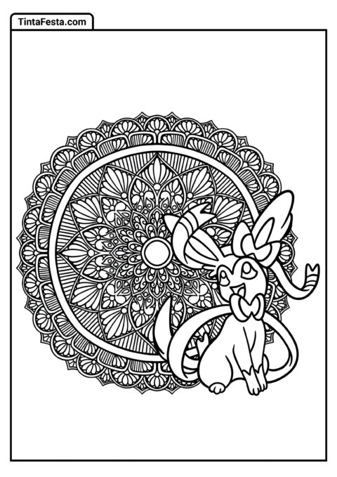 Mandala do Sylveon Pokémon para Colorir