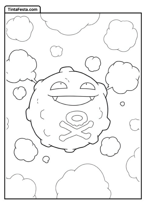 Folha de Colorir do Koffing Liberando Veneno