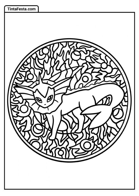 Mandala do Vaporeon para Colorir para Crianças