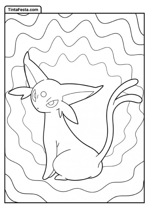 Página para Colorir do Fofo Espeon para Crianças