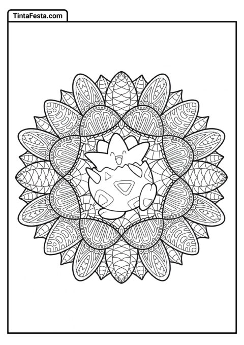 Mandala de Flores do Togepi para Colorir