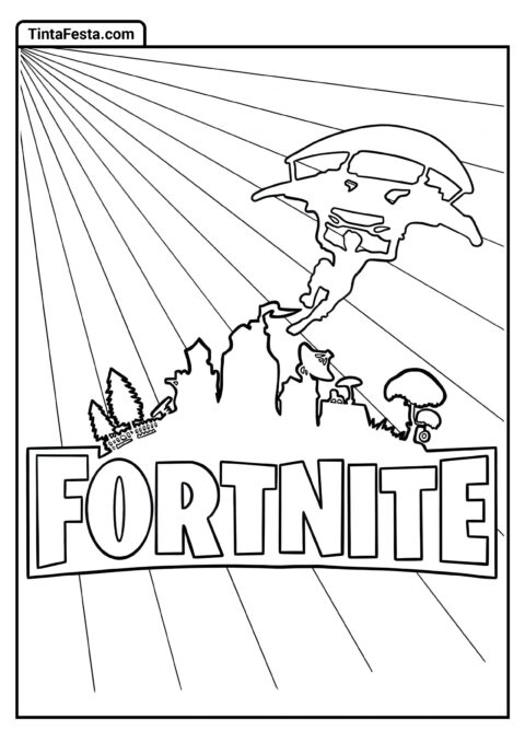 Página Fácil para Colorir do Logo do Fortnite