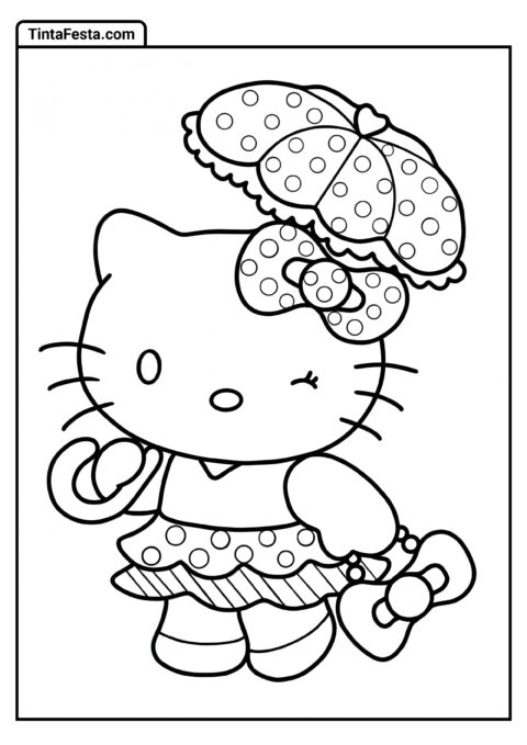 Fofa Hello Kitty Vestindo Bolinhas