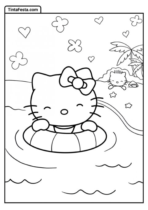 Hello Kitty Brincando na Praia com Dear Daniel