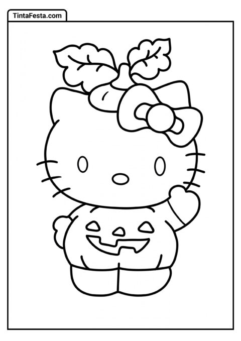 Hello Kitty Jack-O-Lantern para Colorir