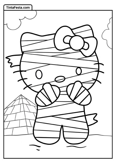 Hello Kitty Múmia para Colorir para Crianças