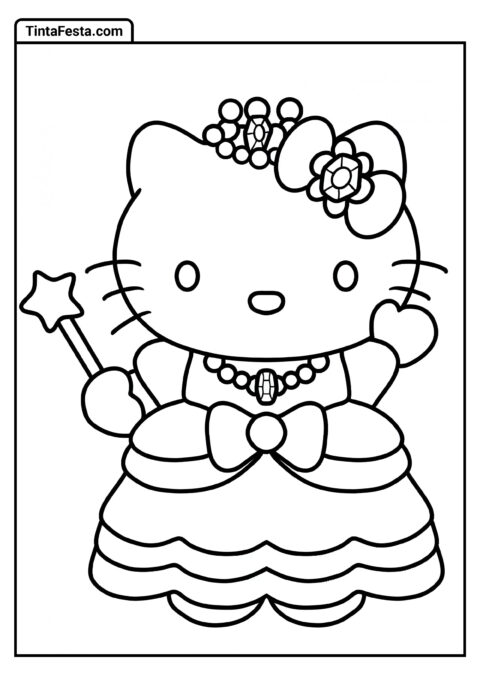 Princesa Hello Kitty para Colorir para Crianças