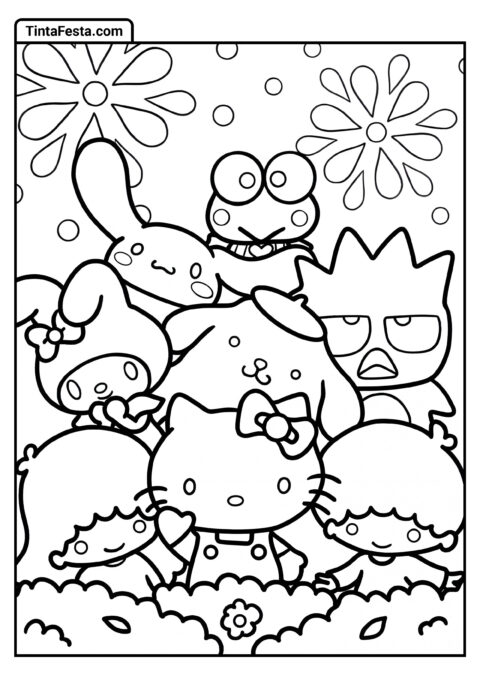 As Aventuras de Hello Kitty e Amigos Pôster para Colorir