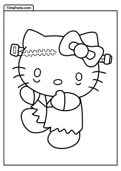 Hello Kitty Frankenstein para Colorir