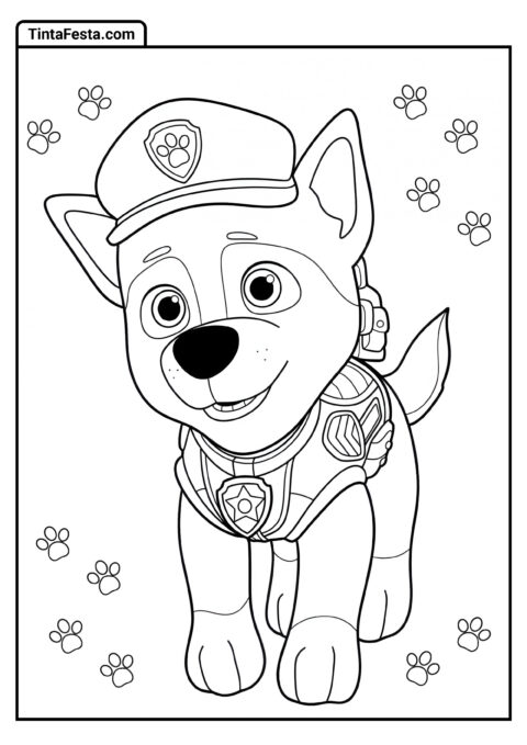 Folha para Colorir do Cachorro Policial Chase