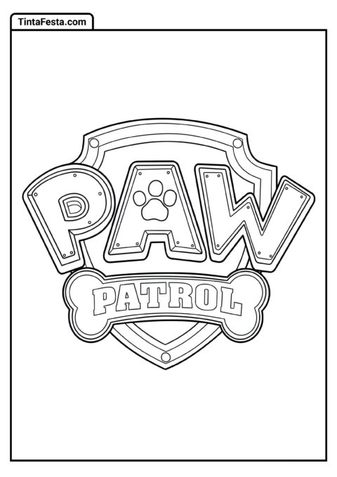 Folha para Colorir do Logo da Patrulha Canina