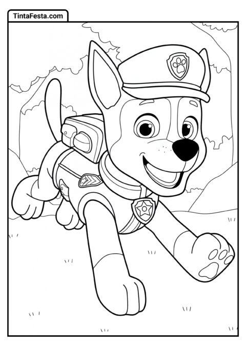 Imagem para Colorir do Cachorro Policial Chase para Pré-escolares