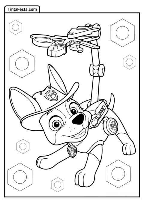 Folha para Colorir do Tracker da Patrulha Canina