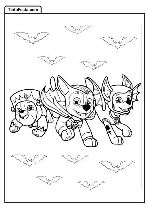 Imagem de Halloween da Patrulha Canina para Colorir