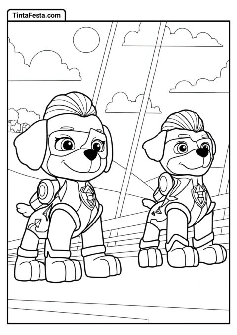 Folha para Colorir dos Mighty Pups Super Paws