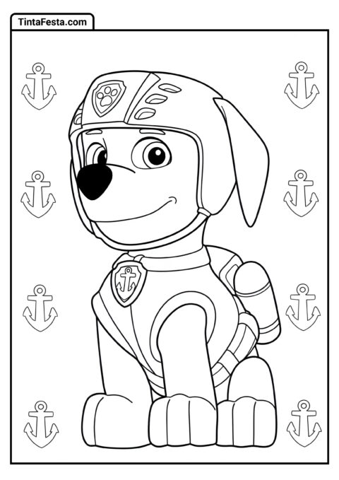 Página de Resgate Marinho da Patrulha Canina para Colorir