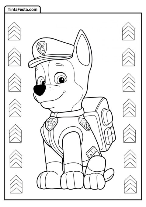 Página Simples para Colorir do Cachorro Policial Chase