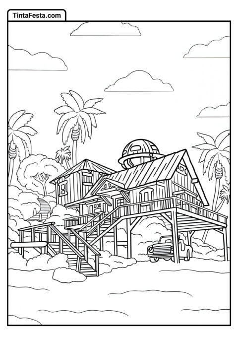 Desenho da Casa da Lilo para Colorir