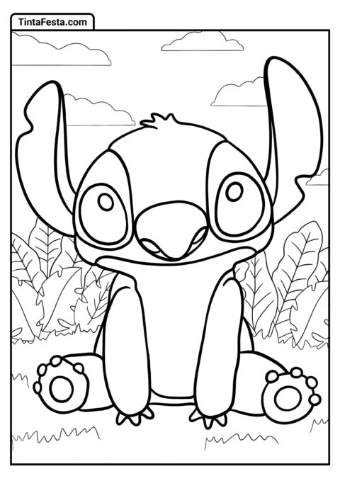 Stitch Fácil para Colorir para Pré-escolares