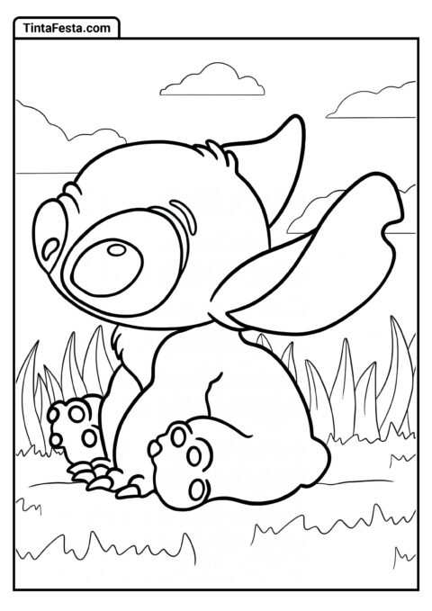 Desenho Simples do Baby Stitch para Colorir para Crianças