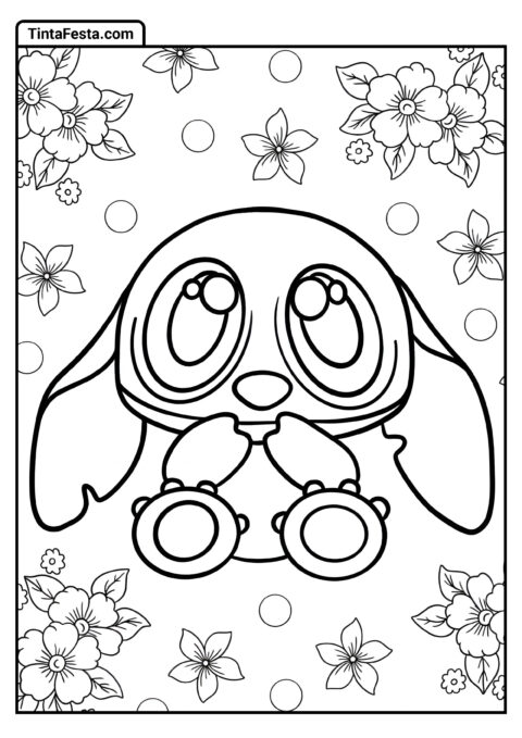 Stitch Temático Kawaii para Colorir para Crianças