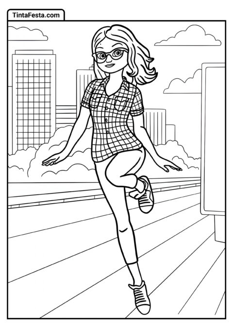 Desenho para Colorir da Ladybug: Alya Césaire Pulando