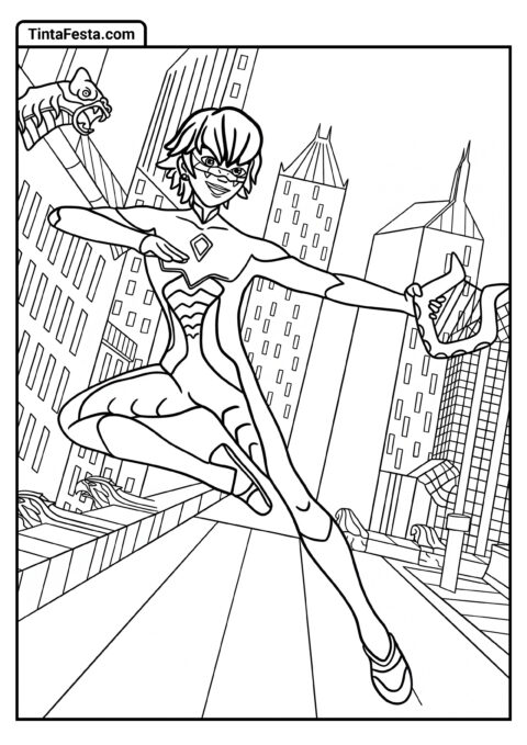 Desenho para Colorir da Ladybug: Viperion Lutando com Lira