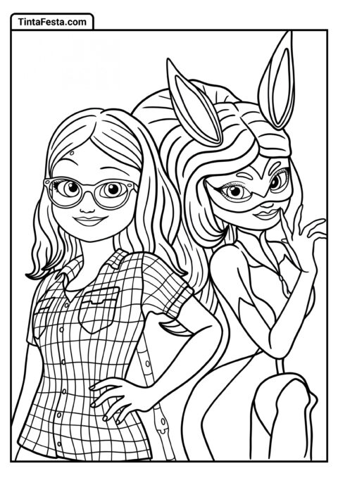 Desenho para Colorir da Ladybug: Alya Césaire como Rena Rouge