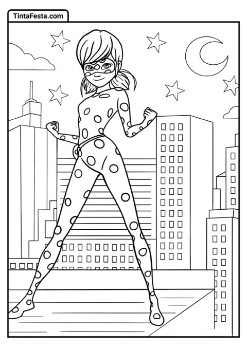 Desenho para Colorir da Ladybug: Pose Icônica da Ladybug