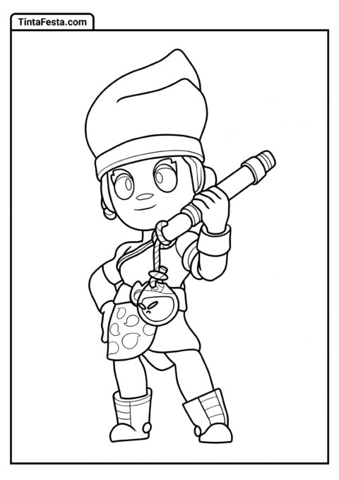 Página para Colorir do Brawl Stars de Amber