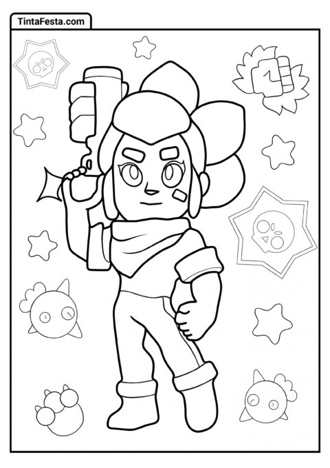 Página para Colorir do Brawl Stars de Shelly em Pose Icônica