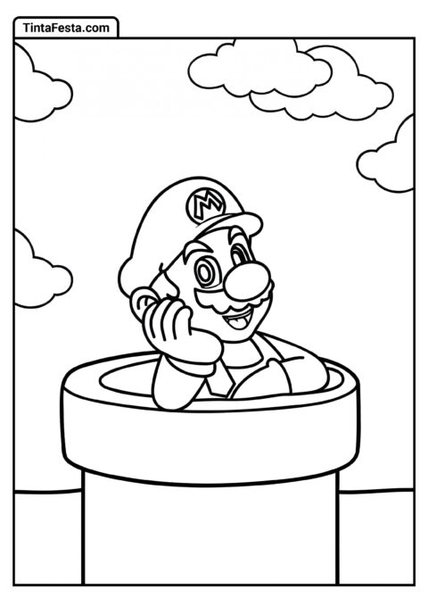 Mario No Túnel Para Colorir