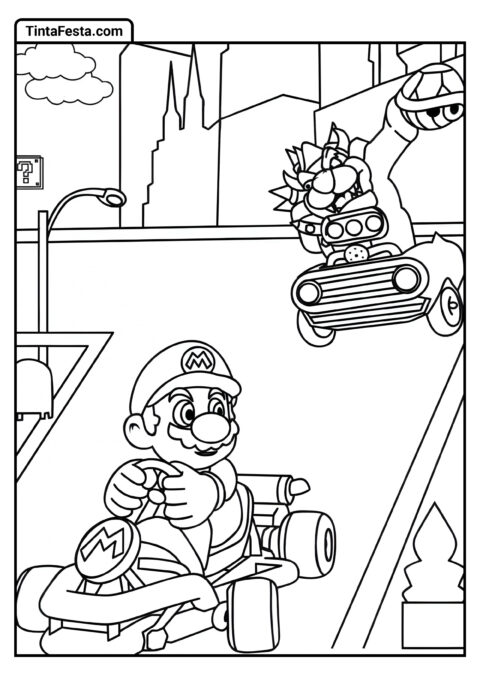 Mario Kart Para Colorir Para Crianças