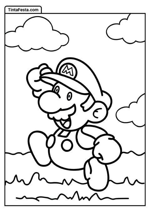 Paper Mario Fácil Para Colorir