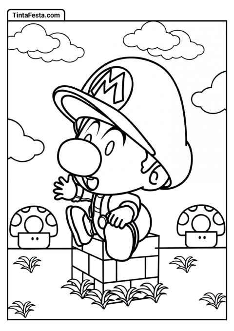 Fofo Bebê Mario Para Colorir Para Pré-escolares