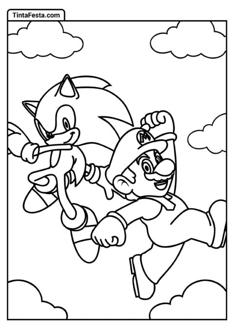 Mario e Sonic Para Colorir