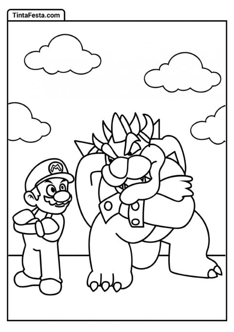 Mario e Bowser Para Colorir Para Crianças