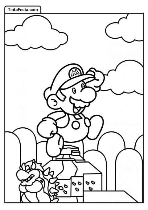 Bebê Mario e Bowser Para Colorir Para Crianças