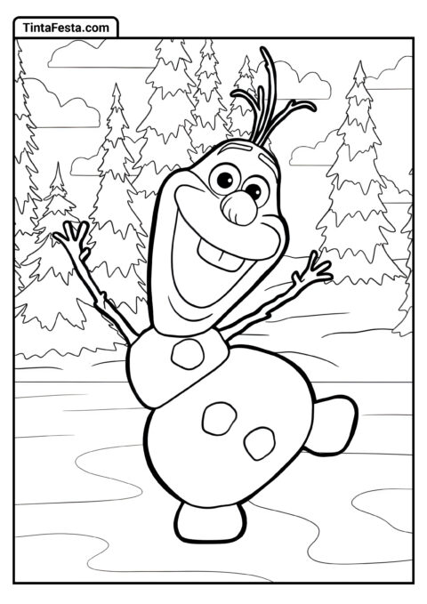 Página para colorir do boneco de neve Olaf